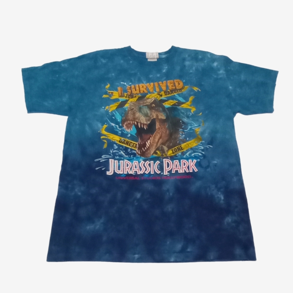 90's I Survived Jurassic Park Universal Studios Hollywood Tie Dye Water T-shirt